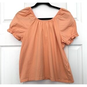 J.Crew | 100% Cotton Orange Puff Sleeve Tie-Back Top | Size Medium